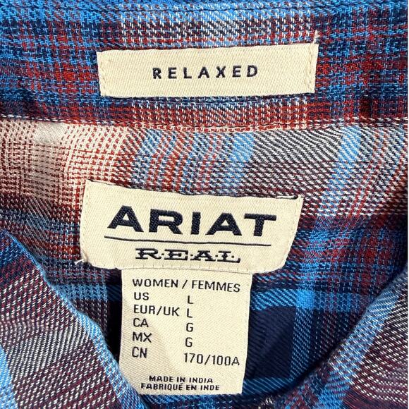 Ariat Real Billie Jean Shirt Womens Woodland Plaid Long-Sleeve Size L NWT - Picture 4 of 8